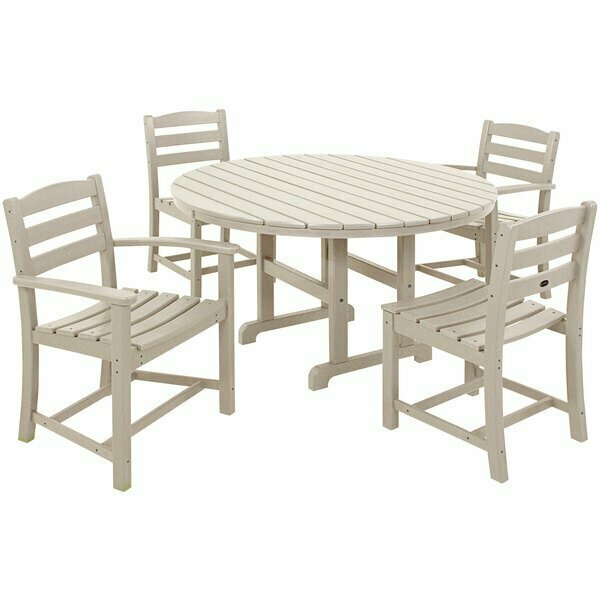 Polywood La Casa Cafe 5-Piece Sand Dining Set with 2 Arm Chairs and 2 Side Chairs 633PWS1711SA